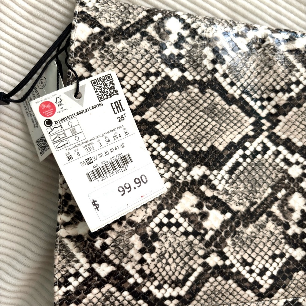 Zara Black and White Snakeskin Boots - Picture 2 of 2